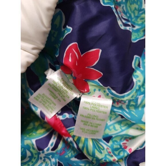 Lilly Pulitzer Syd Puffer Vest Goose Down Floral Lined Womens XS - Picture 11 of 12